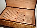 Bird's Eye Maple, Morado (Bolivian Rosewood) & Spanish Cedar 
20" x 12 1/2" x 8 3/4" 
Owner:  For Sale